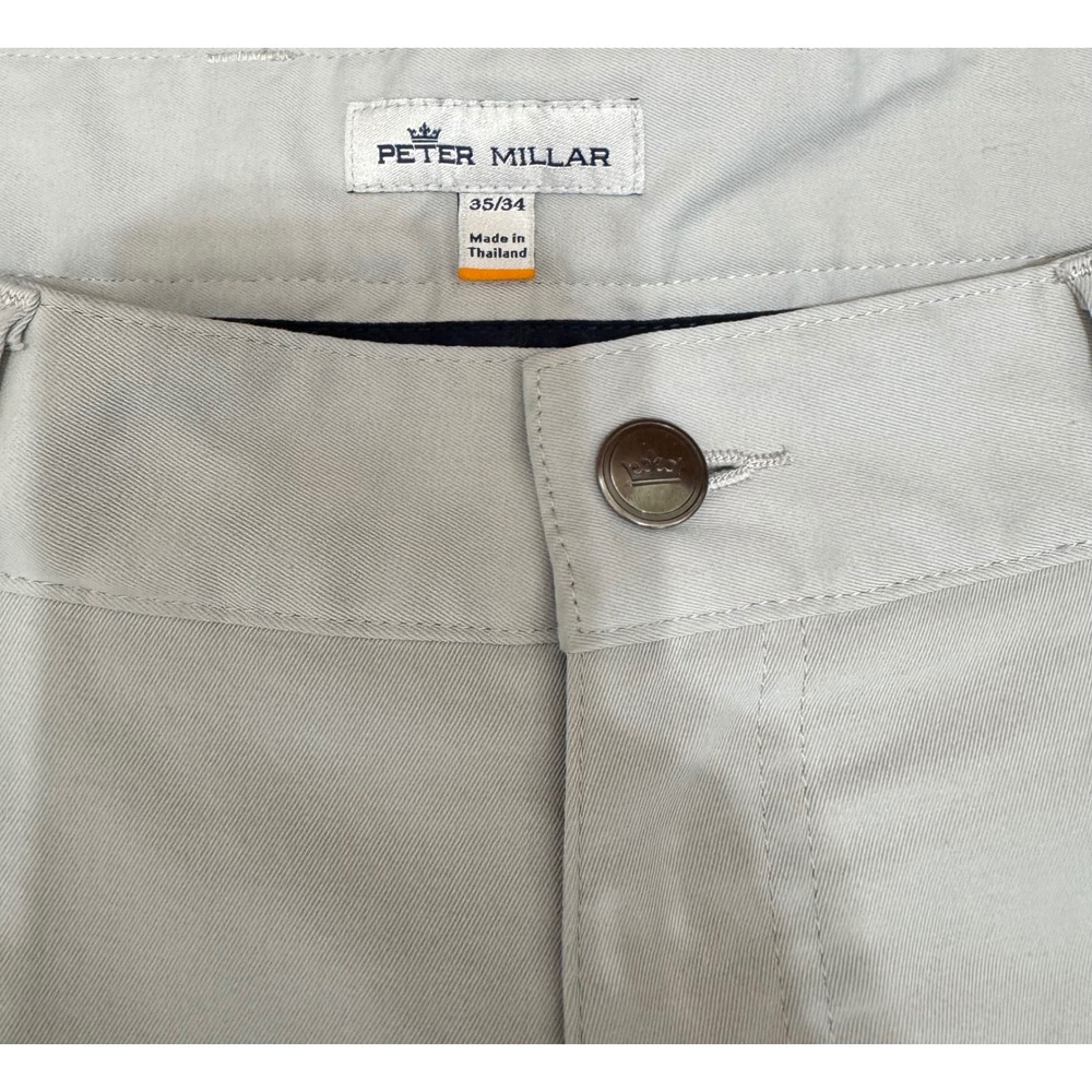 Peter Millar Mens 35/34 Grey 5 Pocket Performance Golf Pants Straight Leg